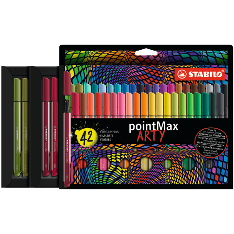 Pennarello Stabilo Point Max fineliner - punta nylon - colori assortiti - astuccio da 42 pezzi - 488/42-1-20