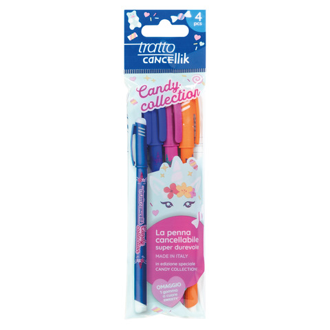 Penna a sfera Tratto Cancellik Candy Collection - conf. 4 pz - cancellabile F042302