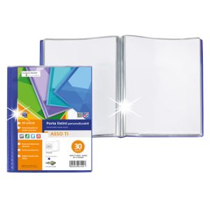 Portalistini personalizzabili Sei Rota Asso Ti in PP liscio 15x21 cm blu - 30 buste - 57263007