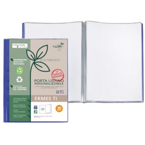 Portalistini personalizzabile Sei Rota Ermes Ti in PP riciclato buccia 22x30 cm blu 20 buste - 57272007