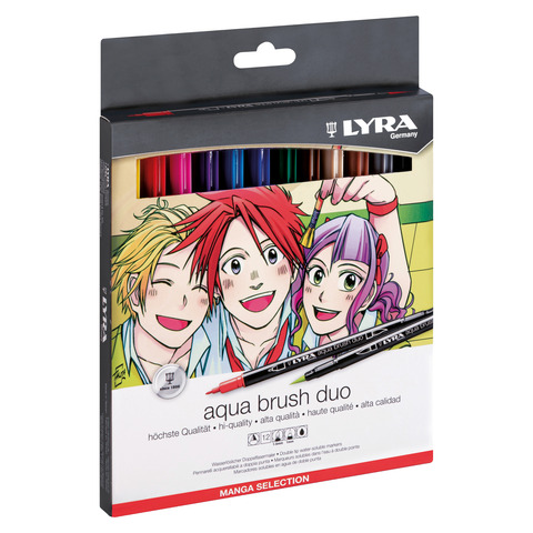 Pennarelli a base d?acqua con punta pennello Lyra Aqua Brush Duo conf. 12 pz Manga - L6521121