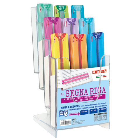 Espositore 36 righelli Arda Segna Riga - per lettura guidata - assortiti - R17DI