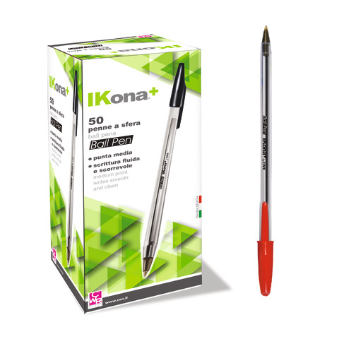 Penna a sfera IKona+ 1 mm in conf. da 50 pezzi - colore rosso - 04492