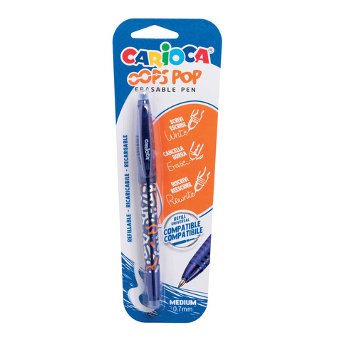 Penna cancellabile Carioca Oops Pop punta media 0,7 mm blu 41044/02