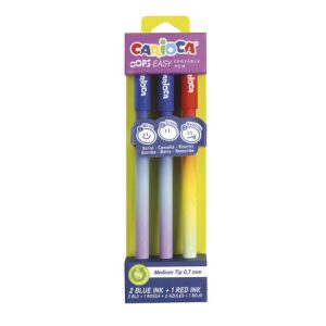Penna cancellabile Carioca Oops Easy punta media 0,7 mm - conf. 3 pz - blu e rosso - 41025