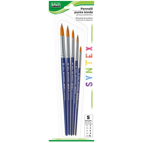 Pennelli Lebez Syntex in setole sintetiche - punta tonda - conf. 5 pz - 400B