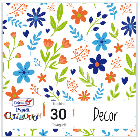 Tovaglioli in pura cellulosa Dopla DO 3 veli 33x33 cm fantasia Blue Flowers - conf. 30 pz - 18428