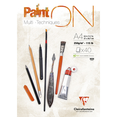 Blocco collato Clairefontaine Paint'on 250 g/m² A4 - conf. 4 pz - 96537C