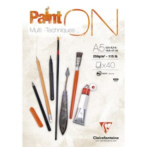 Blocco collato Clairefontaine Paint'on 250 g/m² A5 - conf. 4 pz - 96538C
