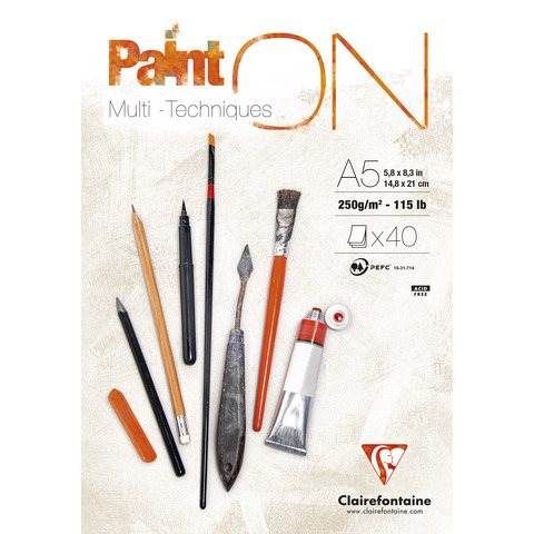 Blocco collato Clairefontaine Paint'on 250 g/m² A5 - conf. 4 pz - 96538C