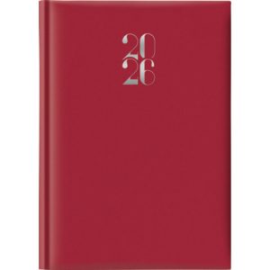 Agenda 2026 giornaliera gommato s/d abbinati 14,3x20,5 cm rosso 26-064000403C
