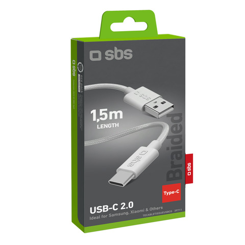 Cavo in tessuto SBS USB-A e USB-C - lunghezza 1,5 m - grigio TECABLETISSUEUSBCG