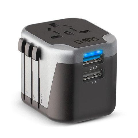 Adattatore universale per prese estere SBS 2 USB 2.1 A - nero TEADAPT2USBUNI