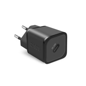 Caricatore da parete SBS GaN 1x Type-C PD 20W - nero - TETRGAN1C20K