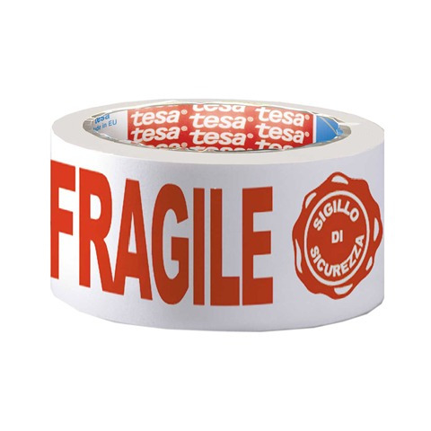 Nastro stampato trasparente Tesa con scritta ''Fragile + Sigillo garanzia'' - 66 m x 50 mm - 07024-00018-03