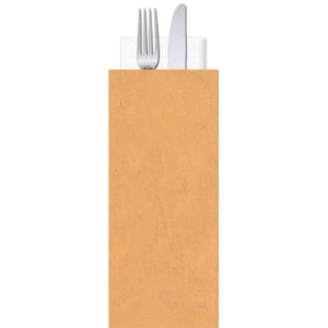Buste porta posate in carta paglia neutra politenata Le Nappage con tovagliolo 2 veli conf. 500 pz 11x25 cm