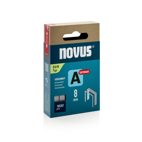 Punti tipo A 53/8 mm per fissatrici Novus J13, J17, J27 Silver - conf. 2000 pz - H205308