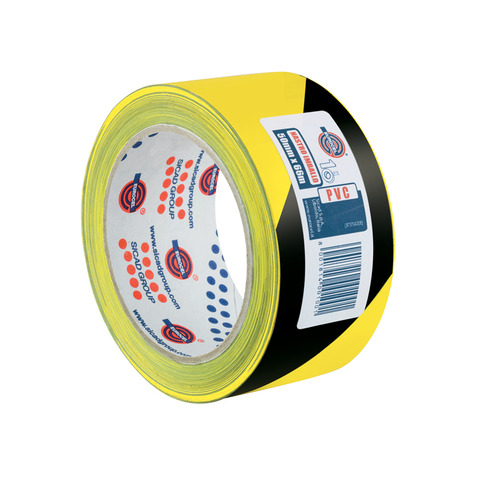 Nastro di sicurezza Eurocel nero/giallo in PVC - 50 mm x 66 m - 1000000398