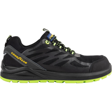Scarpe antinfortunistiche Goodyear in tomaia KPU e mesh GY BLACKBAT S1P nero-verde TG.40 - 729640