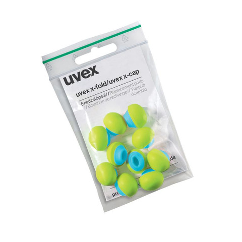 Capsule di ricambio per archetto x-cap - Uvex - conf. 60 paia in bustine da 5 paia  lime/blu - 2125351