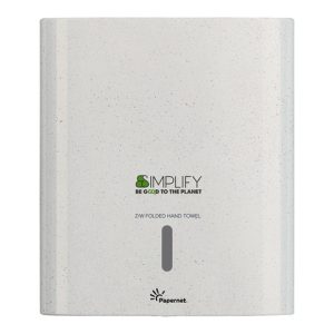 Dispenser in legno e plastica riciclati Papernet Simplify white wood per asciugamano piegato Z/W - 421336