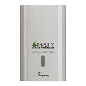 Dispenser in legno e plastica riciclati Papernet Simplify white wood per carta igienica interfogliata - 421334
