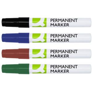 Marcatore permanente Q-Connect con fusto in alluminio e punta conica 4 mm - conf. 4 pz - colori assortiti - KF11712