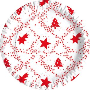 Piatti piani carta fibra vergine Dopla Red Xmas Ø 230 mm - conf. 10 pz - 11816