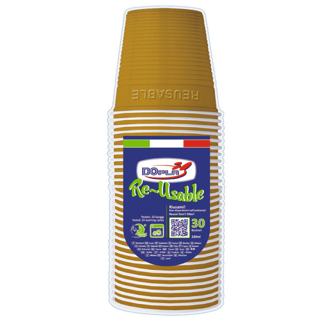 Bicchieri in PS Dopla Reusable 230 ml oro - conf. 30 pz - 22713
