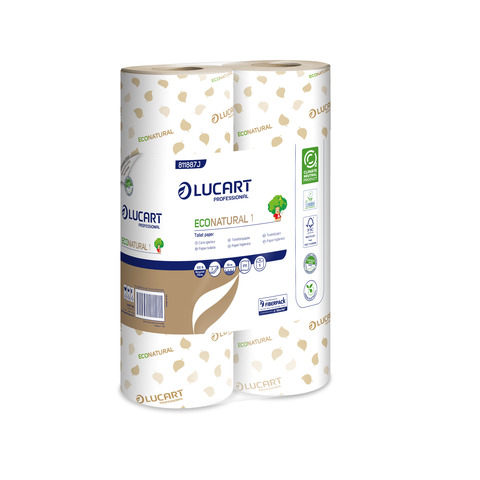 Carta igienica monofascettata Lucart Professional Econatural in Fiberpack 2 veli conf. 6 rotoli da 170 strappi avana