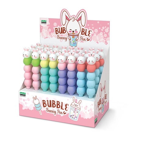 Espositore da banco 24 penne con cappuccio Lebez Bunny silicon 4 colori assortiti - 81904
