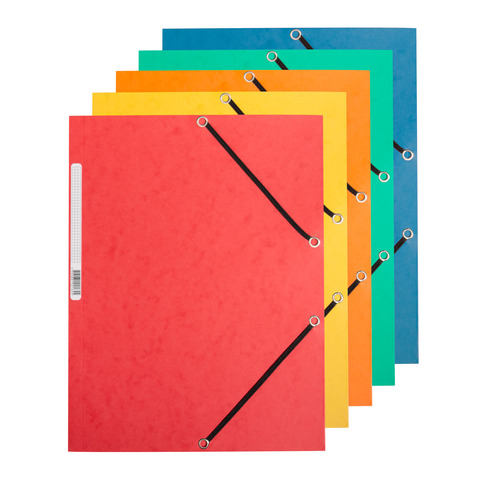 Cartellina a 3 lembi con elastico Q-Connect 24,3x32 cm cartoncino manilla 375 g/m² assortiti  cf. 10 - KF02174