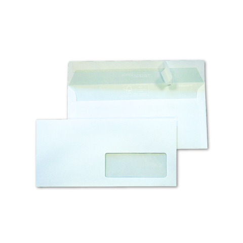 Busta Blasetti Super Strip con finestra - 90 g/m² lembo strip 11x23 cm - bianco - conf. 500 pz - 0148