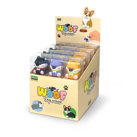 Espositore 24 gomme Lebez Woof 3 soggetti assortiti 81903