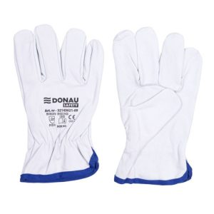 Guanti da lavoro in pelle di capra con polsino elastico bianco Donau Safety conf. 12 pz Tg. 8/M - 32143621-08