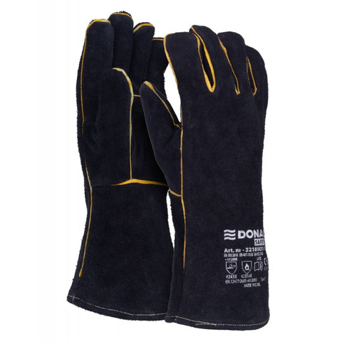 Guanti da lavoro per saldatura MIG in pelle crosta bovina Donau Safety nero conf. 12 pz Tg. 10/XL - 32185631-10