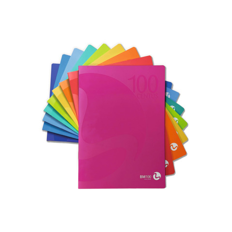 Maxi quaderni Be More Centus A4 100 g/m² rigatura 1R - 18 fogli + risguardo - 9 colori assortiti - conf. 12 pz - 0101034