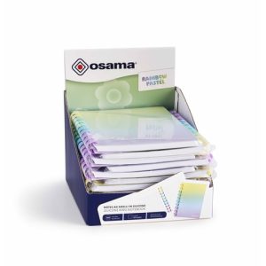 Espositore 12 blocchi note spiralati Osama Rainbow Pastel 120 ff 80 g/m² formato A5 - OW 84045221