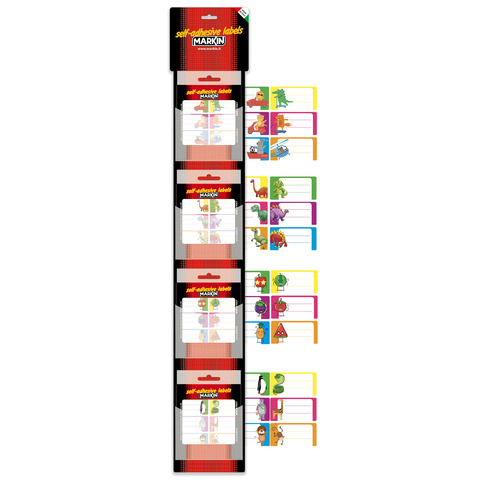 Cravatta da 40 buste di etichette Markin 70x37 mm - decorazioni assortite X11046ESP40