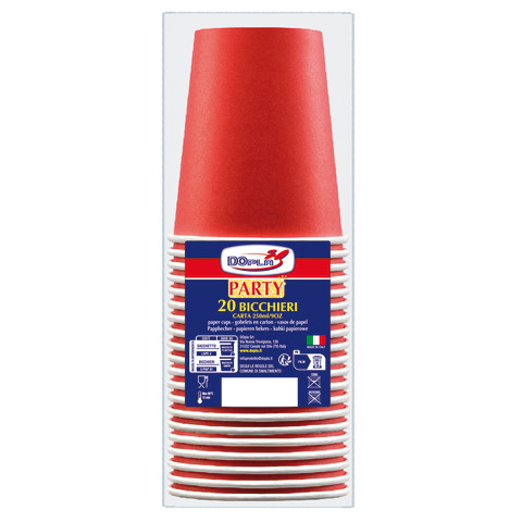 Bicchieri in carta Dopla Green 250 ml - conf. 20 pz - rosso - 42188