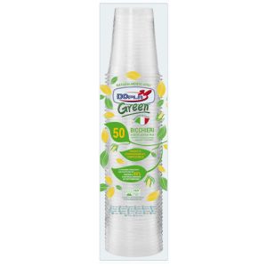 Bicchieri monouso in PLA Dopla Green 200 ml - conf. 50 pz - trasparente - 22679