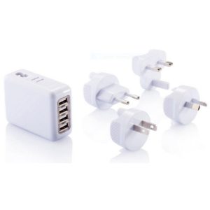 Adattatore da viaggio con quattro porte USB Bianco P820.373