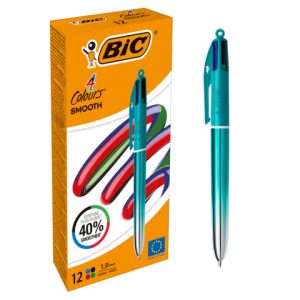 Penna a sfera a scatto BIC 4 Colours 1 mm in conf. 12 pezzi Smooth Gradient Verde Acqua - 524092