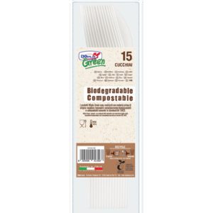 Cucchiai in biocompost Dopla Green Compact avorio 180 mm - conf. 15 pz - 03902