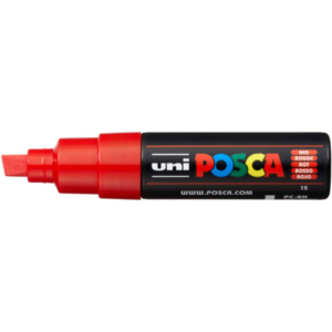 Marcatore a tempera POSCA Uni-Ball punta a scalpello 8 mm rosso M PC8K R