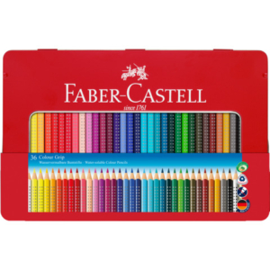 Matite colorate Faber-Castell Colour Grip assortiti astuccio di metallo da 36 - 112435