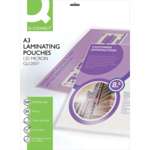 Pouches per plastificatrici Q-Connect 303x426 mm finitura lucida - 125 µm A3 - conf. 25 pz - KF04128