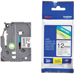 Nastro laminato per etichettarice - nero/bianco Brother 12 mm x 8 mt TZE-231
