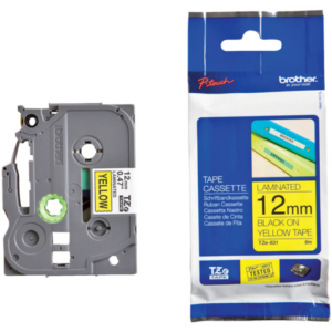 Nastro laminato per etichettarice - nero/giallo Brother 12 mm x 8 mt TZE-631