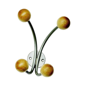 Appendiabiti da muro - 4 pomelli Alco argento/legno U702822